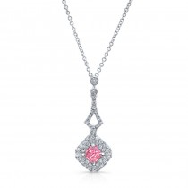 WHITE GOLD INSPIRED PINK ENHANCED RADIANT DIAMOND PENDANT  