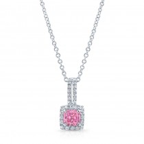 WHITE GOLD PINK ENHANCED RADIANT DIAMOND PENDANT  