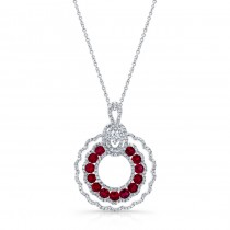 WHITE GOLD NATURAL COLOR CONTEMPORARY RUBY DIAMOND PENDANT