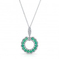NATURAL COLOR WHITE GOLD CIRCLE OF LOVE EMERALD DIAMOND PENDANT