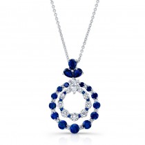 NATURAL COLOR WHITE GOLD SAPPHIRE INSPIRED CIRCLE DIAMOND PENDANT 