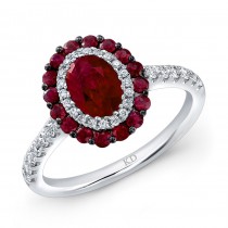 WHITE GOLD NATURAL COLOR DAZZLING RUBY DIAMOND RING