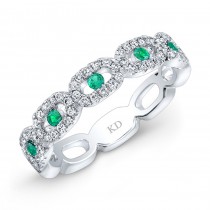 NATURAL COLOR WHITE GOLD INSPIRED EMERALD TWISTED DIAMOND BAND