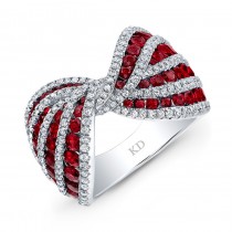 NATURAL COLOR WHITE GOLD INSPIRED RUBY BOW TIE DIAMOND RING