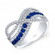 WHITE GOLD NATURAL COLOR CONTEMPORARY SAPPHIRE WAVE DIAMOND RING