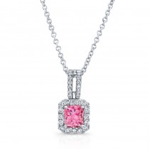 WHITE GOLD ELEGANT PINK ENHANCED RADIANT DIAMOND PENDANT  