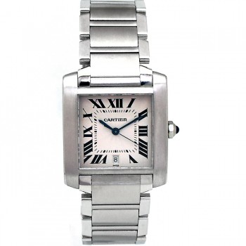 Large Cartier Stainless Steel Tank Francaise W51002Q3.