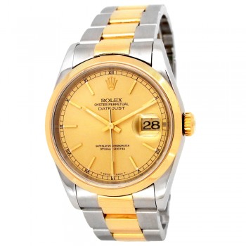 36mm Rolex 18K Yellow Gold and Stainless Steel Oyster Perpetual Datejust Watch