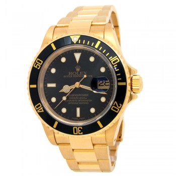 40mm Rolex 18k Yellow Gold Oyster Perpetual Submariner Date Watch