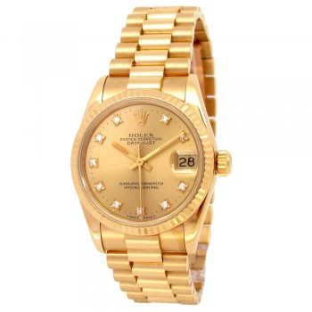 31mm Rolex 18k Yellow Gold Oyster Perpetual Datejust Watch