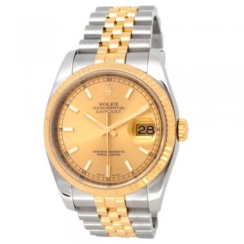 36mm Rolex 18k Yellow Gold and Stainless Steel Oyster Perpetual Datejust Watch