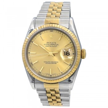 36mm Rolex 18K Yellow Gold & Stainless Steel Oyster Perpetual Datejust Watch