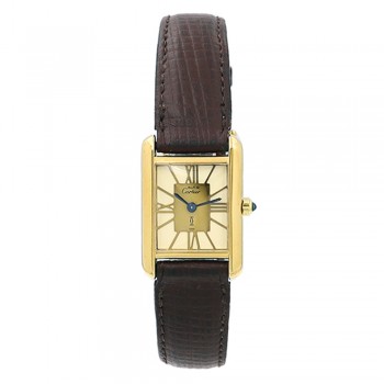 Ladies Cartier Stainless Steel Gold-Plated Tank Vermeil Argent Watch