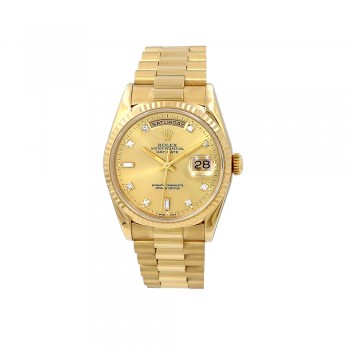 36mm Rolex 18K Yellow Gold Oyster Perpetual Day-Date Watch