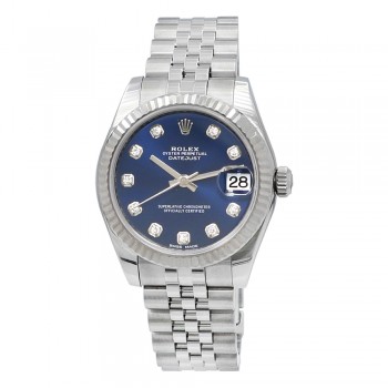 31mm Rolex Stainless Steel Datejust Watch Blue Diamond Dial