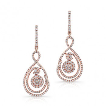 ROSE GOLD SWIRL TEAR DROP DIAMOND EARRINGS 