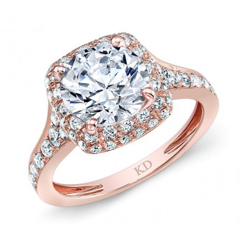 ROSE GOLD CLASSIC SQUARE HALO DIAMOND ENGAGEMENT RING