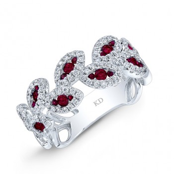  WHITE GOLD NATURAL COLOR VINTAGE ROUND RUBY DIAMOND RING