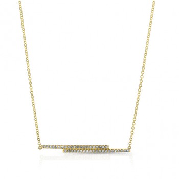 YELLOW GOLD FASHION BAR DIAMOND PENDANT
