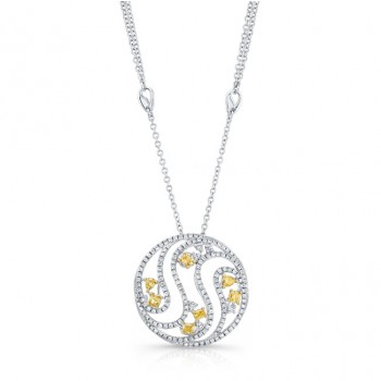 WHITE GOLD INSPIRED NATURAL YELLOW SWIRLED DIAMOND PENDANT
