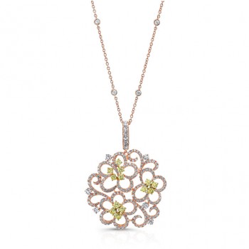 ROSE GOLD VINTAGE SWIRLED FLOWER DIAMOND PENDANT