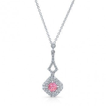 WHITE GOLD INSPIRED PINK ENHANCED RADIANT DIAMOND PENDANT  