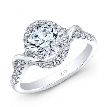 WHITE GOLD CONTEMPORARY HALO DIAMOND ENGAGEMENT RING