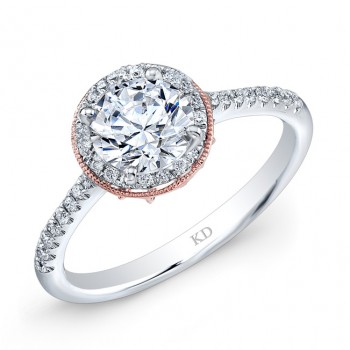 WHITE & ROSE GOLD CLASSIC HALO DIAMOND ENGAGEMENT RING