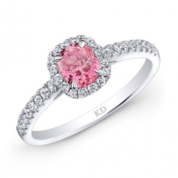 WHITE GOLD PINK ENHANCED RADIANT DIAMOND BRIDAL HALO RING