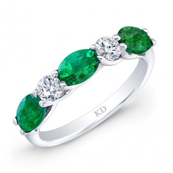 WHITE GOLD NATURAL COLOR INSPIRED EMERALD DIAMOND RING
