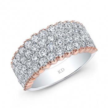 WHITE & ROSE GOLD FOUR  ROW ELEGANT DIAMOND WEDDING BAND