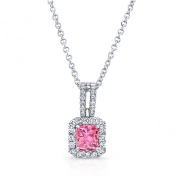 WHITE GOLD ELEGANT PINK ENHANCED RADIANT DIAMOND PENDANT  