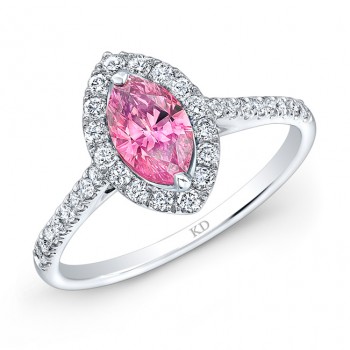 WHITE GOLD CLASSIC PINK ENHANCED MARQUISE DIAMOND RING